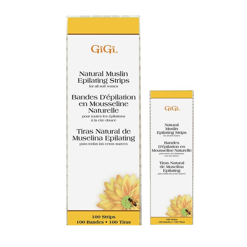 GiGi Muslin Epilating Waxing Strips  Wax Strips for Hair Removal Hair Wax Strip for Womens Face Body Bikini  Leg 100 Ct Pack of 2